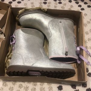 UGG Silver Kids Boots with Purple Accents